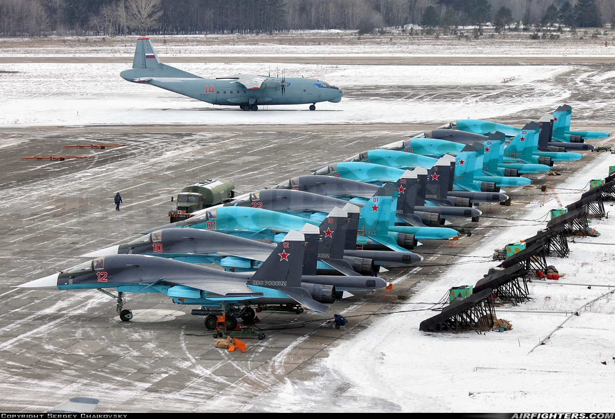 Russia - Air Force Sukhoi Su-34 Fullback 12 RED at Withheld, Russia