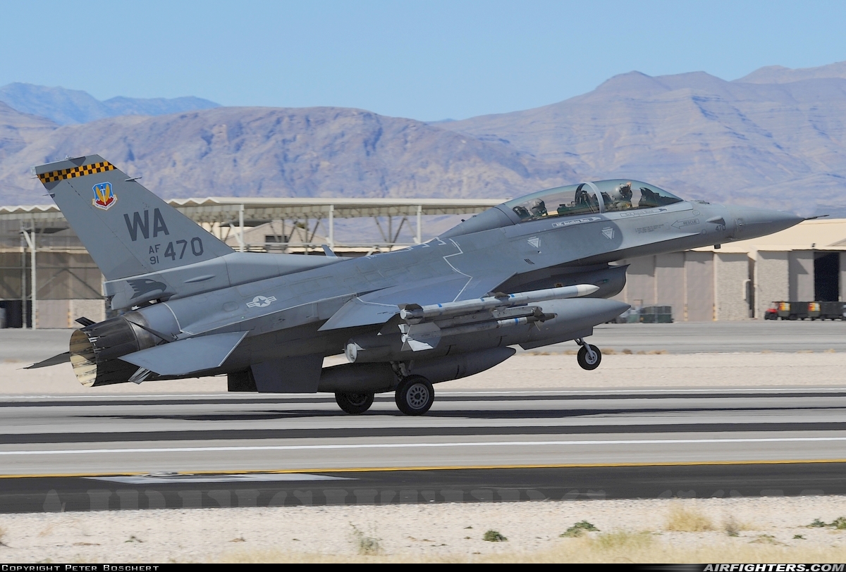 USA - Air Force General Dynamics F-16D Fighting Falcon 91-0470 at Las Vegas - Nellis AFB (LSV / KLSV), USA