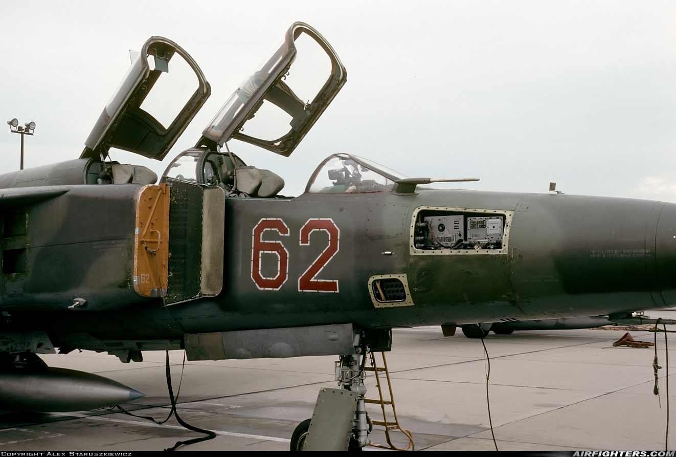 Russia - Air Force Mikoyan-Gurevich MiG-23UB 62 RED at Grossenhain (EDAK), Germany