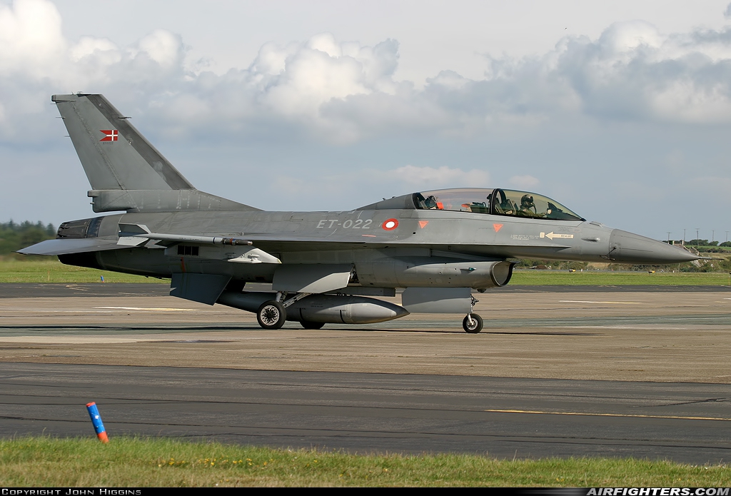 Denmark - Air Force General Dynamics F-16BM Fighting Falcon ET-022 at Valley (EGOV), UK