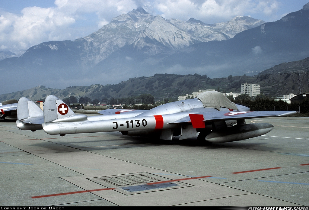 Switzerland - Air Force De Havilland DH-100 Vampire FB.6 J-1130 at Sion (- Sitten) (SIR / LSGS / LSMS), Switzerland