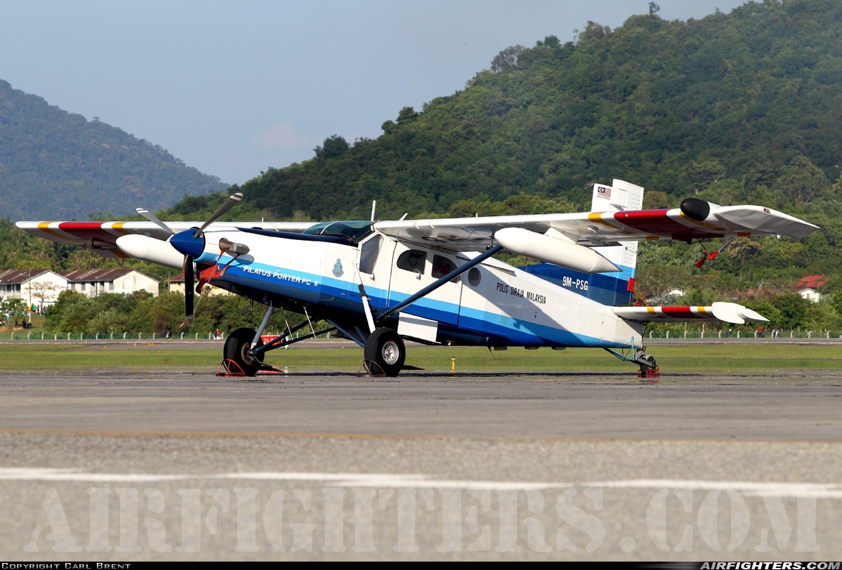 Malaysia - Police Pilatus PC-6/B2-H4 Turbo Porter 9M-PSG at Pulau Langkawi - Int. (LGK / WMKL), Malaysia