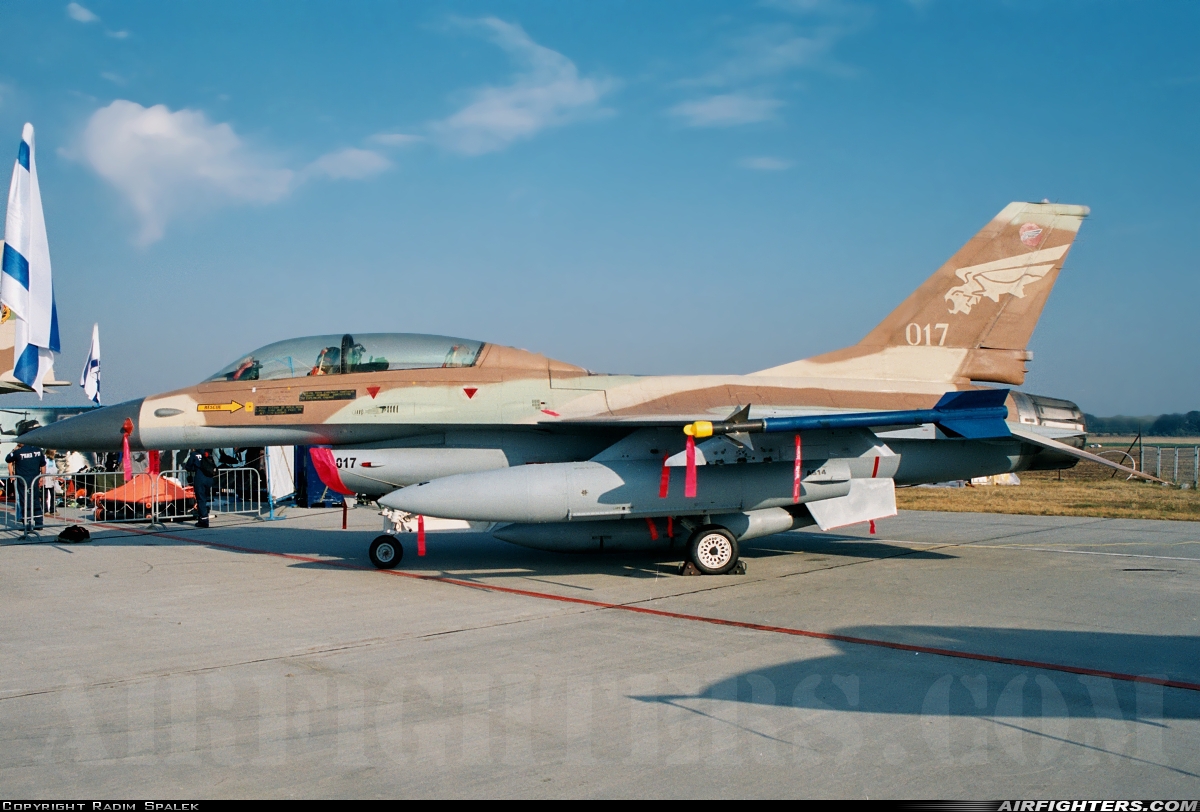 Israel - Air Force General Dynamics F-16B Fighting Falcon 017 at Brno - Turany (BRQ / LKTB), Czech Republic
