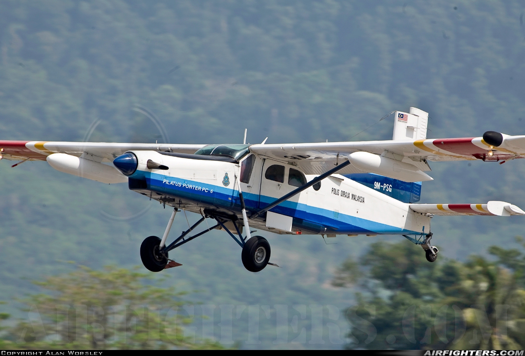 Malaysia - Police Pilatus PC-6/B2-H4 Turbo Porter 9M-PSG at Pulau Langkawi - Int. (LGK / WMKL), Malaysia