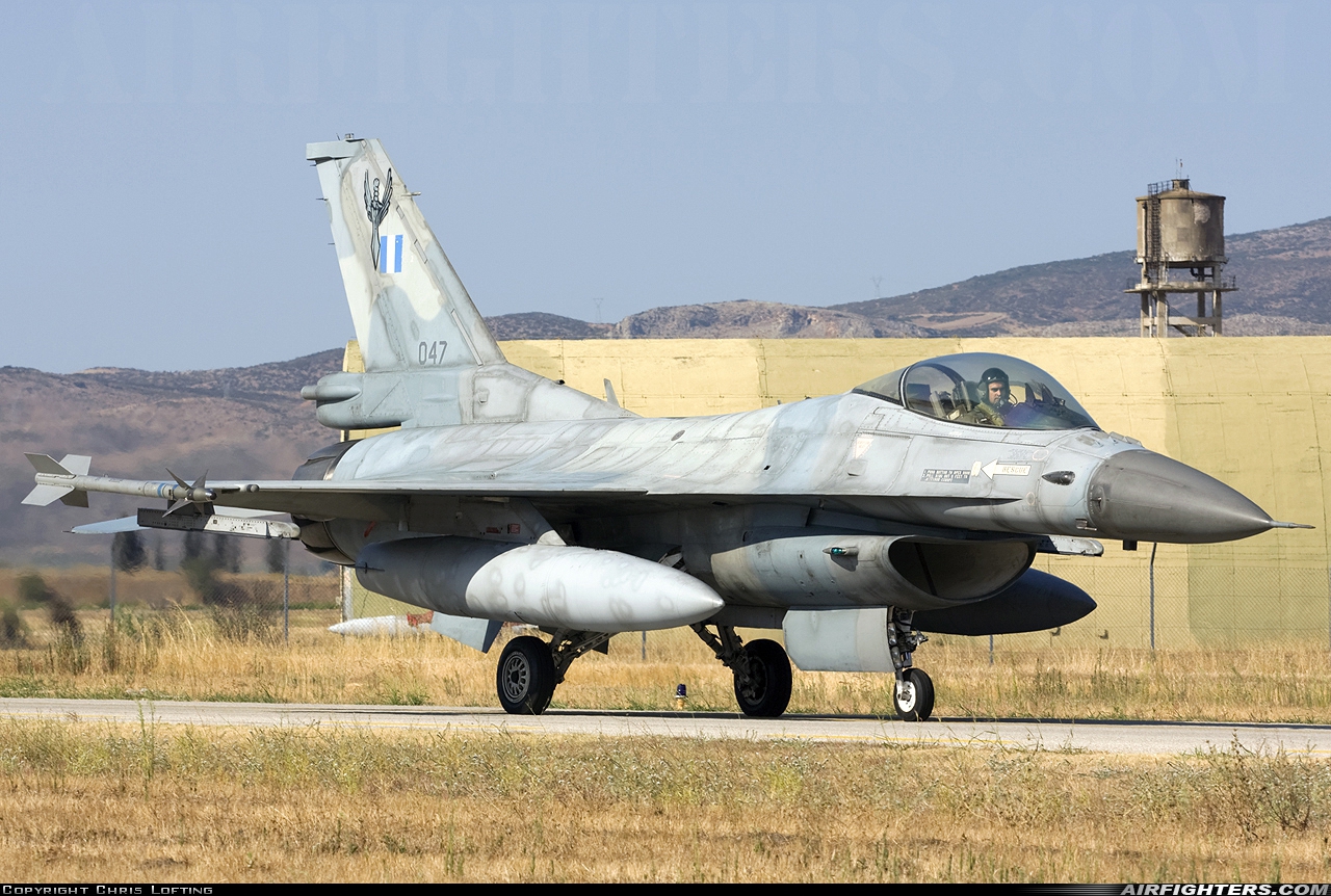 Greece - Air Force General Dynamics F-16C Fighting Falcon 047 at Nea Anghialos (VOL / LGBL), Greece