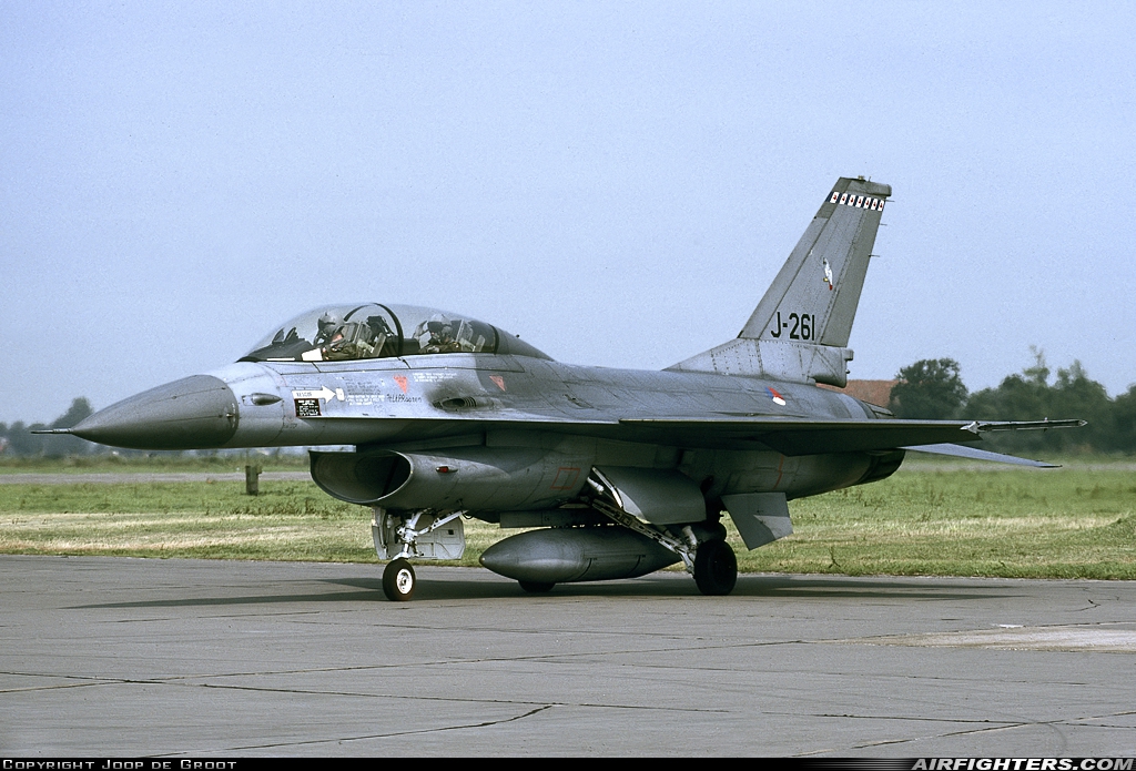 Netherlands - Air Force General Dynamics F-16B Fighting Falcon J-261 at Leeuwarden (LWR / EHLW), Netherlands