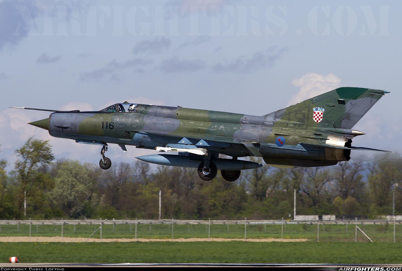 Croatia - Air Force Mikoyan-Gurevich MiG-21bisD 116 at Zagreb - Pleso (ZAG / LDZA), Croatia