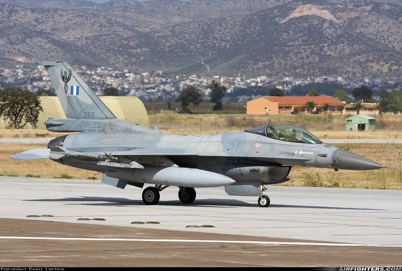 Greece - Air Force General Dynamics F-16C Fighting Falcon 065 at Nea Anghialos (VOL / LGBL), Greece