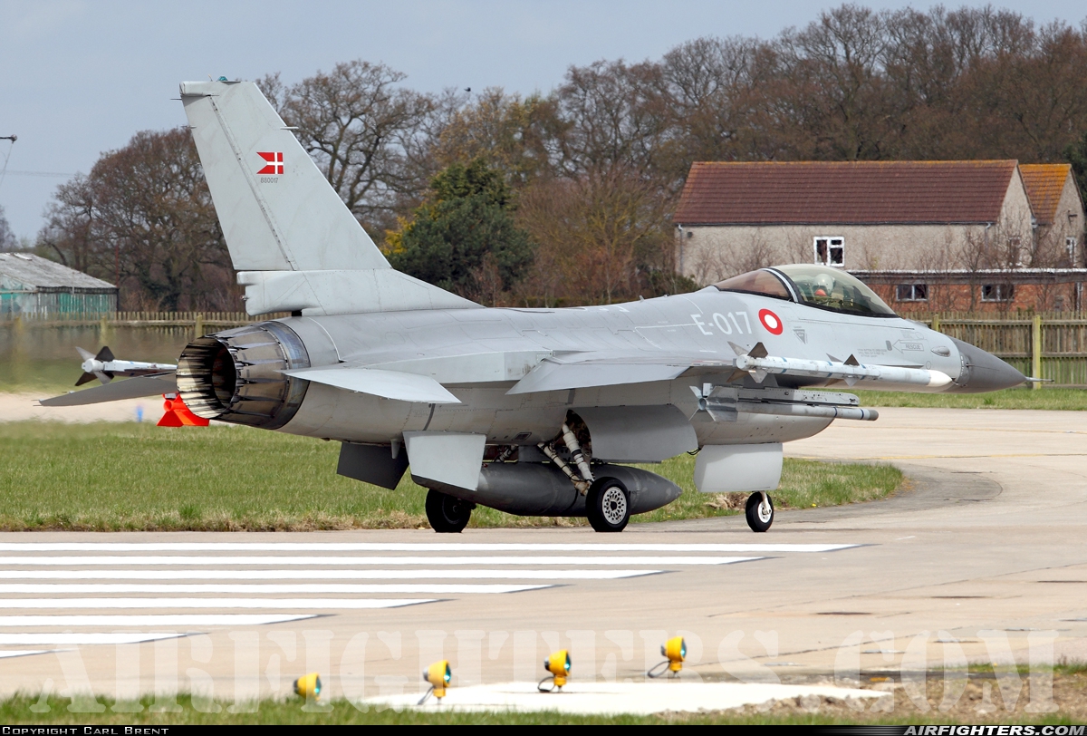 Denmark - Air Force General Dynamics F-16AM Fighting Falcon E-017 at Coningsby (EGXC), UK