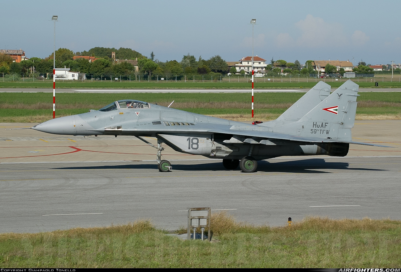 Hungary - Air Force Mikoyan-Gurevich MiG-29B (9.12A) 18 at Cervia (- Urbano Mancini) (LIPC), Italy