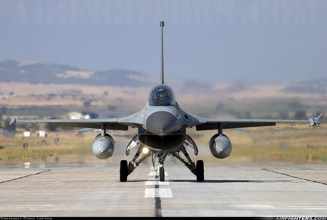 Greece - Air Force General Dynamics F-16D Fighting Falcon 145 at Nea Anghialos (VOL / LGBL), Greece