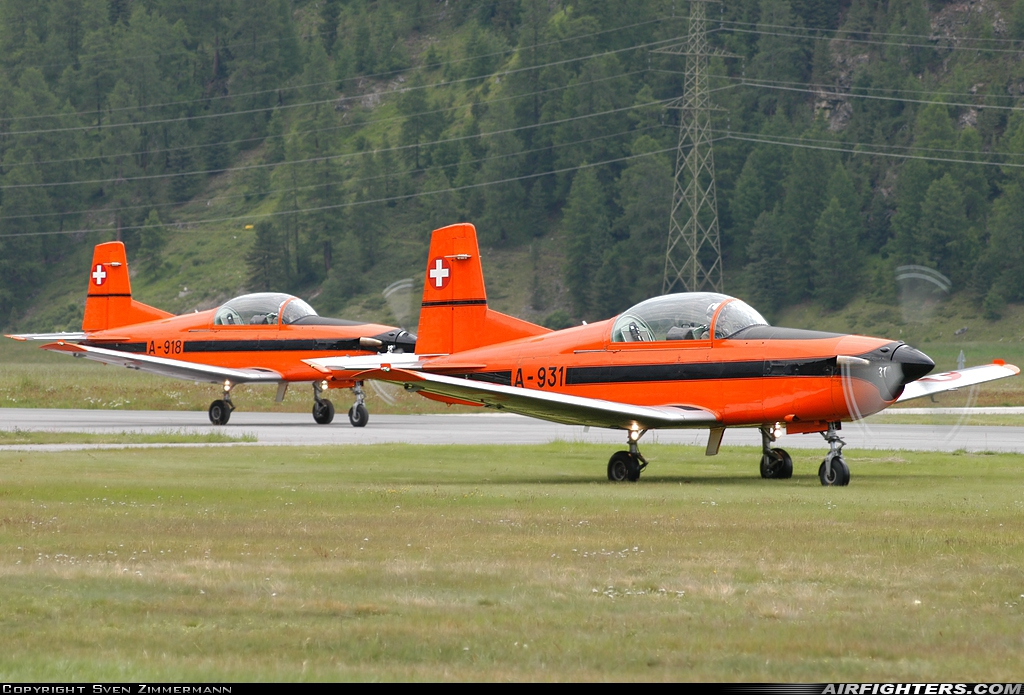 Switzerland - Air Force Pilatus PC-7 Turbo Trainer A-931 at Samedan (St. Moritz) - Oberengadin (SMV / LSZS), Switzerland