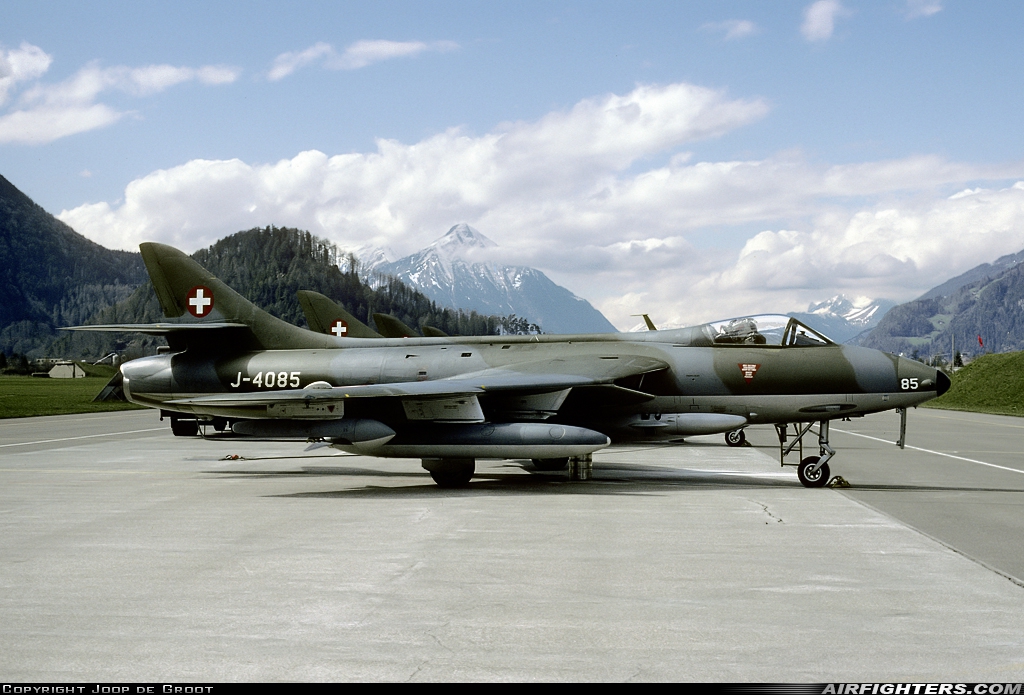 Switzerland - Air Force Hawker Hunter F58 J-4085 at Interlaken (LSMI), Switzerland