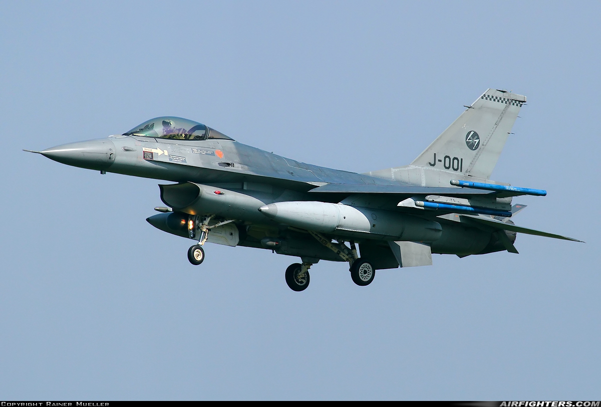 Netherlands - Air Force General Dynamics F-16AM Fighting Falcon J-001 at Leeuwarden (LWR / EHLW), Netherlands