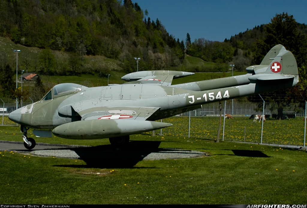 Switzerland - Air Force De Havilland DH-112 Venom FB50 J-1544 at Off-Airport - Grandvillard, Switzerland
