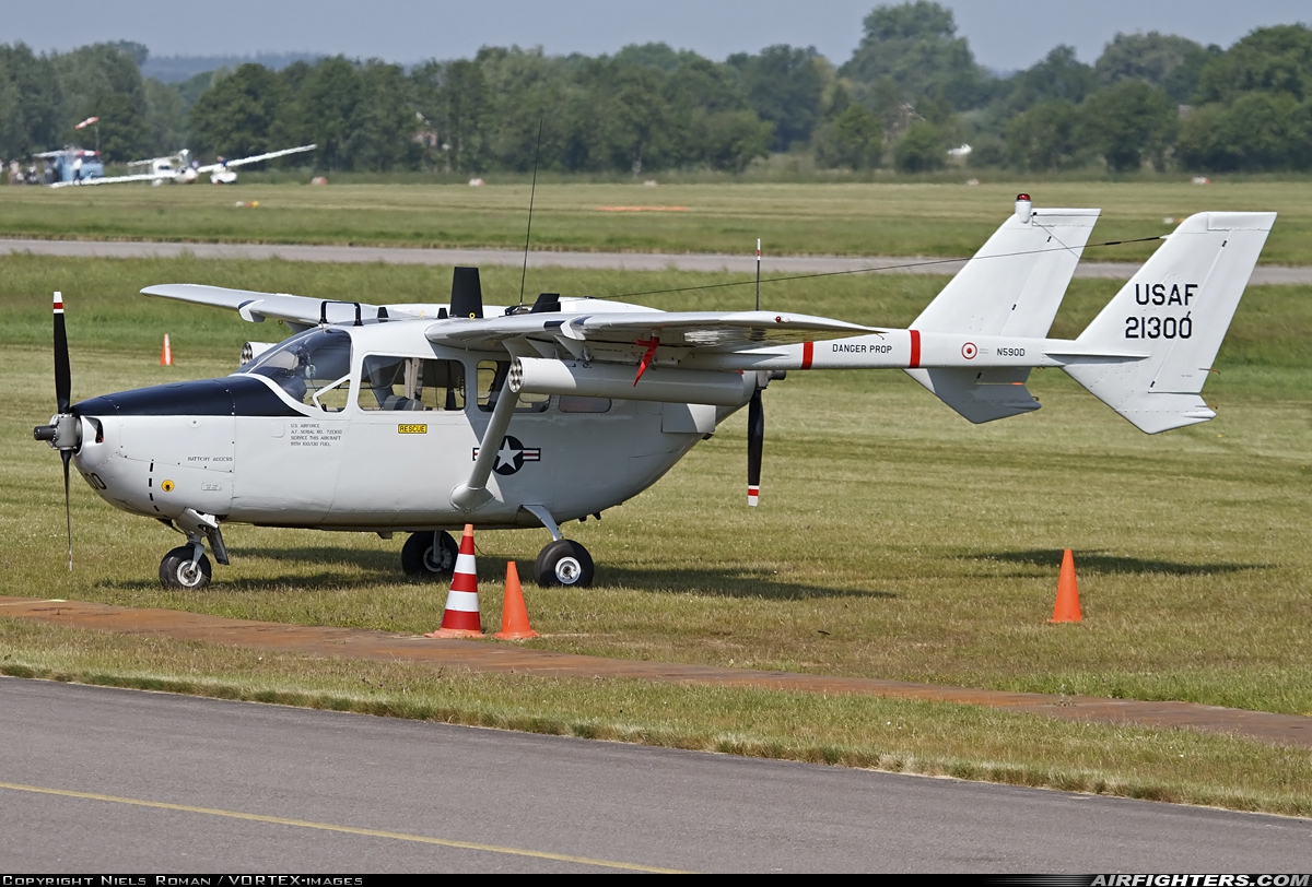 Private Cessna O-2A Skymaster N590D at Deventer - Teuge (EHTE), Netherlands