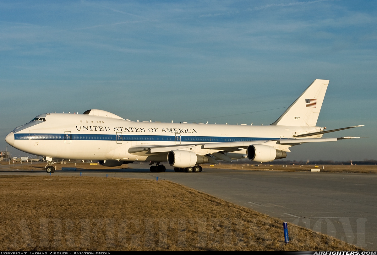 USA - Air Force Boeing E-4B (747-200B) 73-1677 at Munich (- Franz Josef Strauss) (MUC / EDDM), Germany