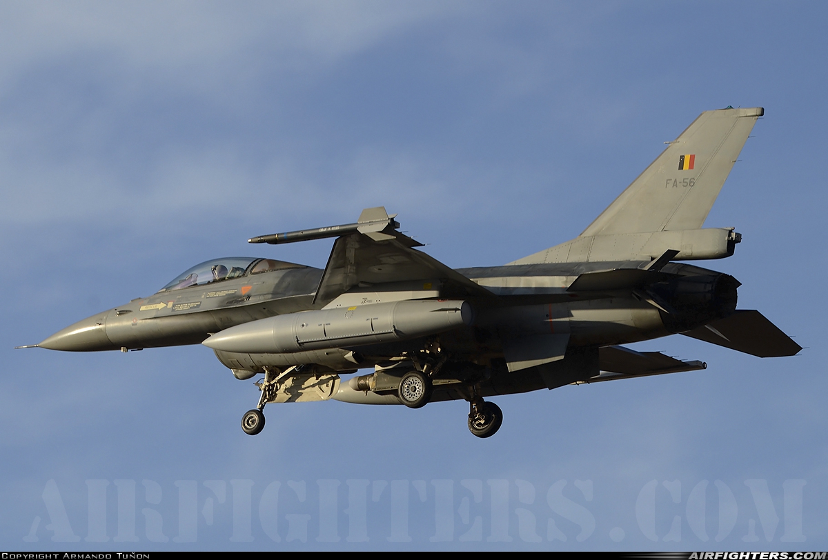 Belgium - Air Force General Dynamics F-16AM Fighting Falcon FA-56 at Albacete (- Los Llanos) (LEAB), Spain