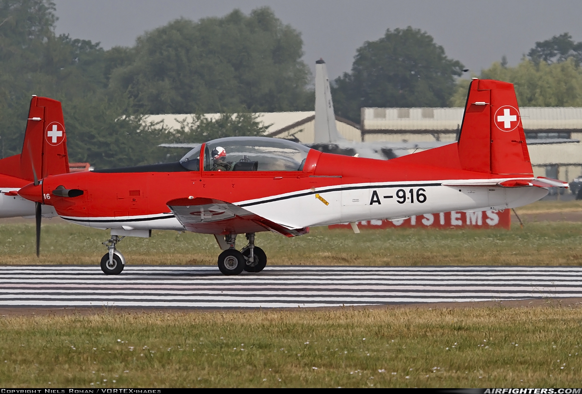 Switzerland - Air Force Pilatus NCPC-7 Turbo Trainer A-916 at Fairford (FFD / EGVA), UK