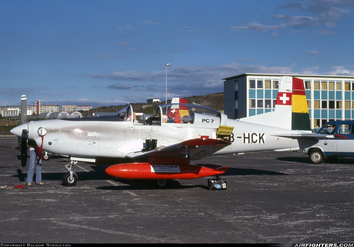 Bolivia - Air Force Pilatus PC-7 Turbo Trainer HB-HCK at Reykjavik (RKV / BIRK), Iceland