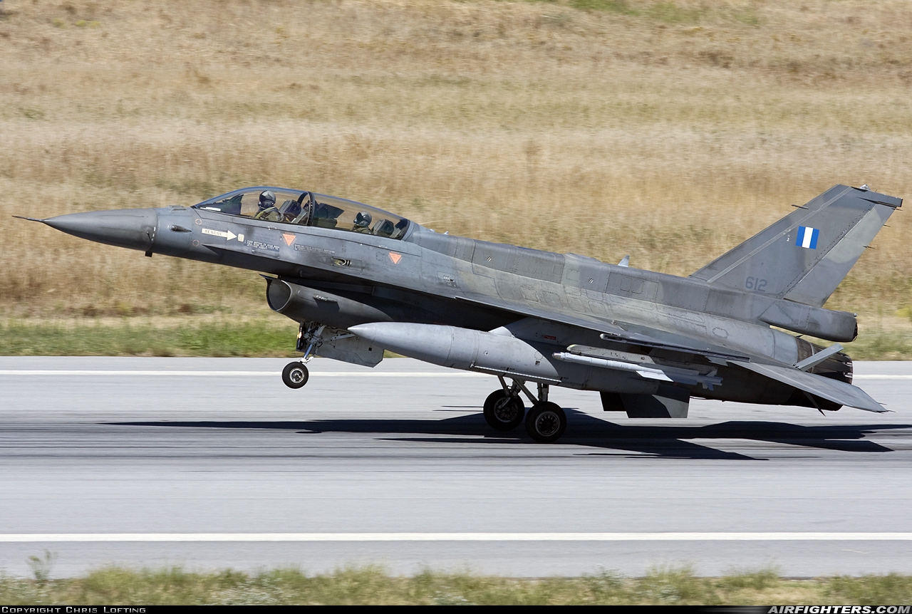Greece - Air Force General Dynamics F-16D Fighting Falcon 612 at Larissa (LRA / LGLR), Greece