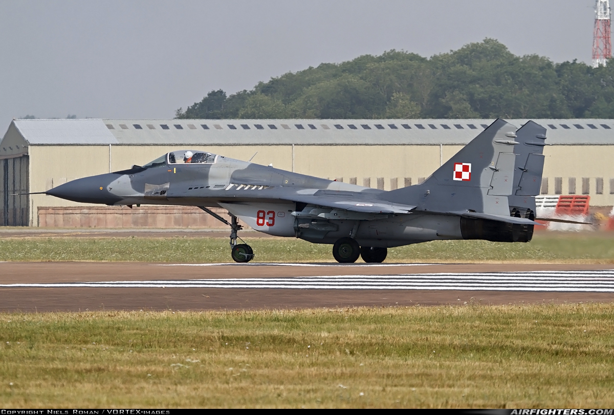 Poland - Air Force Mikoyan-Gurevich MiG-29A (9.12A) 83 at Fairford (FFD / EGVA), UK