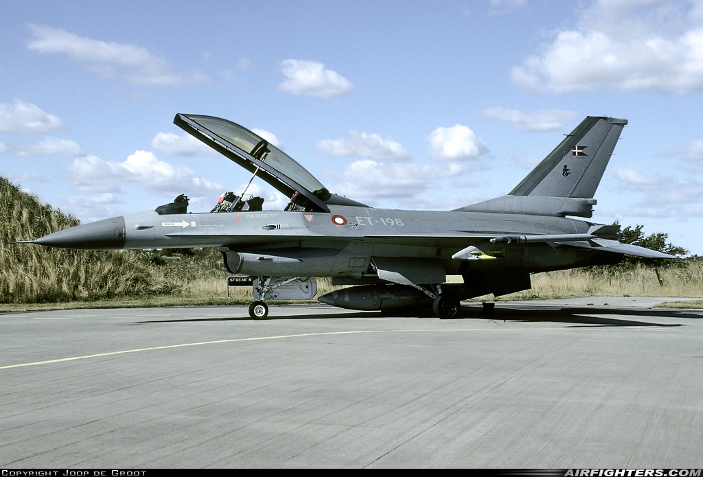 Denmark - Air Force General Dynamics F-16B Fighting Falcon ET-198 at Aalborg (AAL / EKYT), Denmark