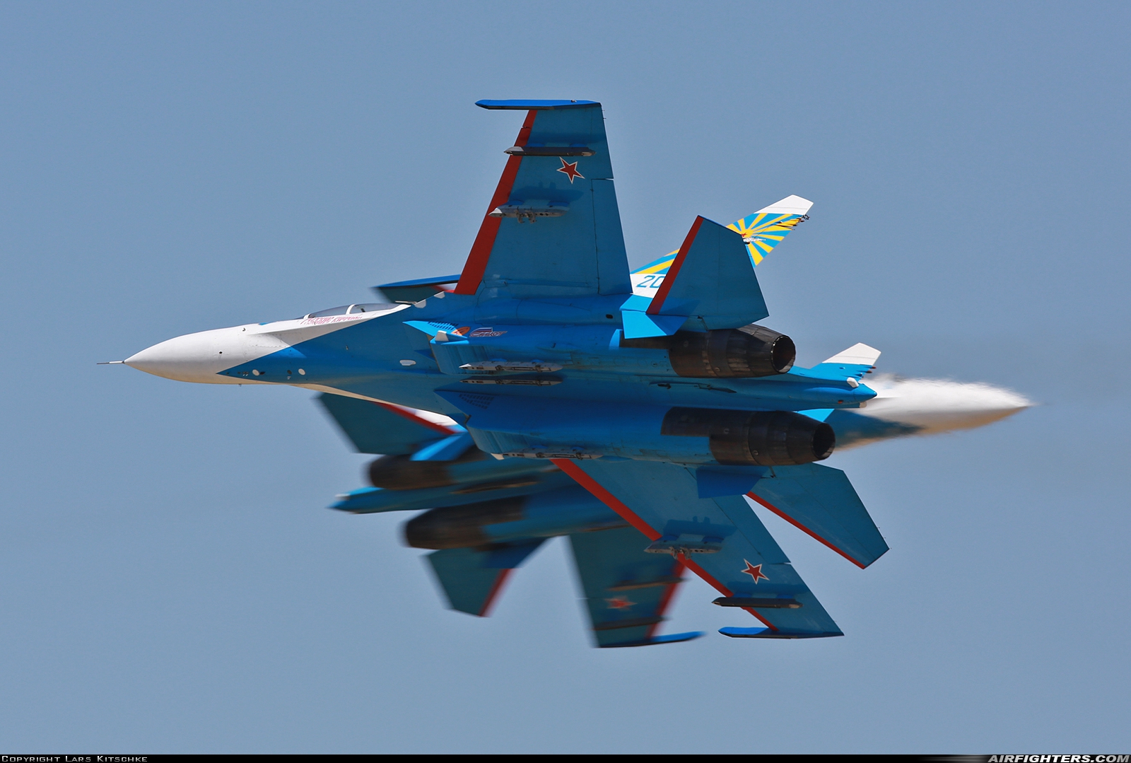 Russia - Air Force Sukhoi Su-27UB 20 BLUE at Kecskemet (LHKE), Hungary