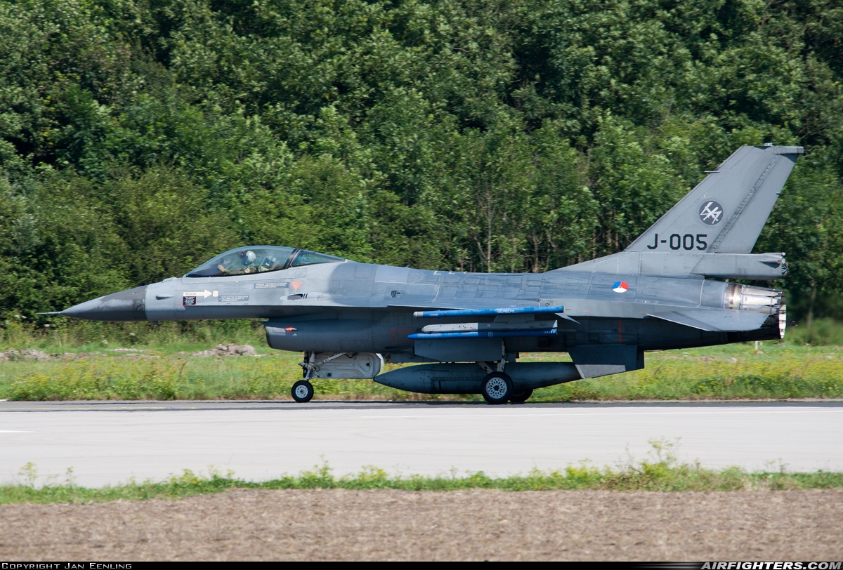 Netherlands - Air Force General Dynamics F-16AM Fighting Falcon J-005 at Leeuwarden (LWR / EHLW), Netherlands