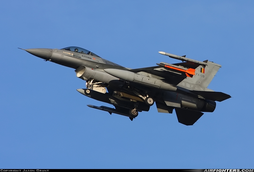 Belgium - Air Force General Dynamics F-16AM Fighting Falcon FA-103 at Kinloss (FSS / EGQK), UK