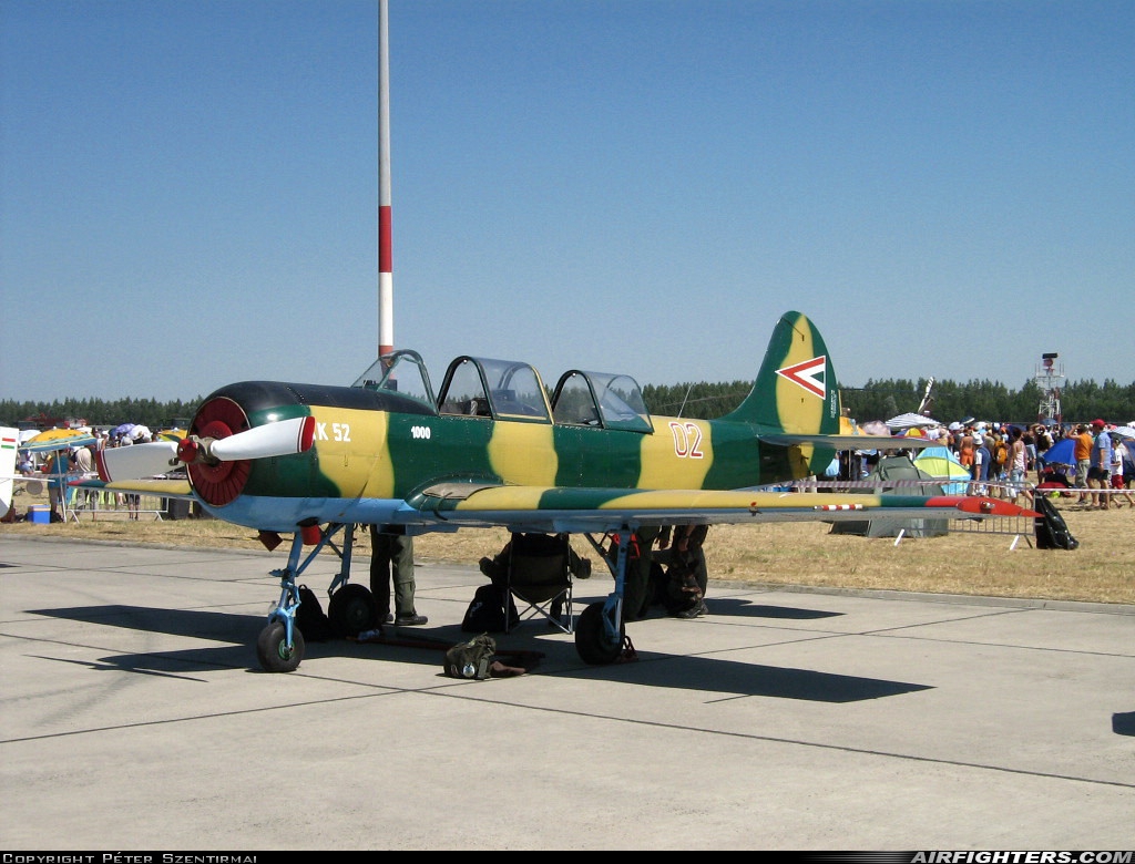 Hungary - Air Force Yakovlev Yak-52 02 at Kecskemet (LHKE), Hungary