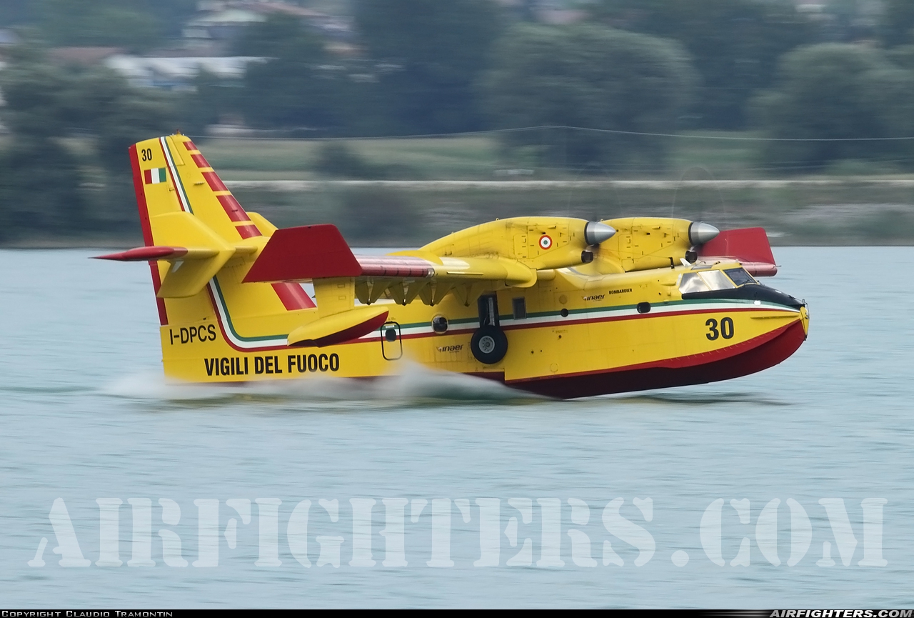 Italy - Vigili del Fuoco Canadair CL-415 I-DPCS at Off-Airport - Lago di Santa Croce, Italy