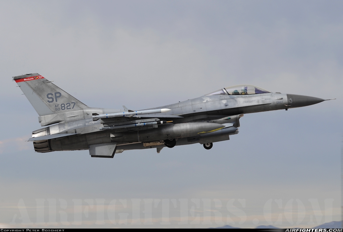 USA - Air Force General Dynamics F-16C Fighting Falcon 90-0827 at Las Vegas - Nellis AFB (LSV / KLSV), USA
