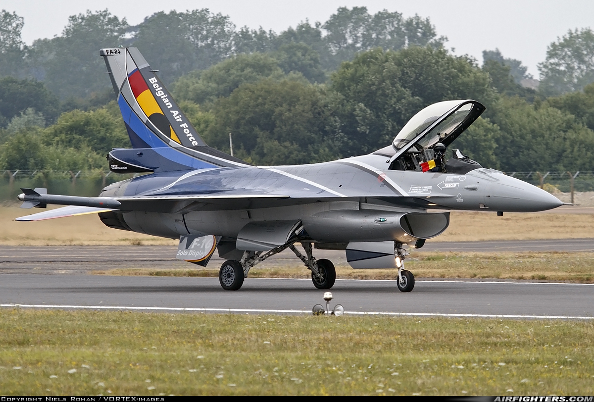 Belgium - Air Force General Dynamics F-16AM Fighting Falcon FA-84 at Fairford (FFD / EGVA), UK