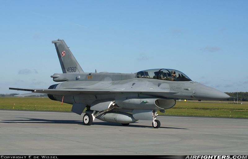 Poland - Air Force General Dynamics F-16D Fighting Falcon 4080 at Poznan / Krzesiny (EPKS), Poland