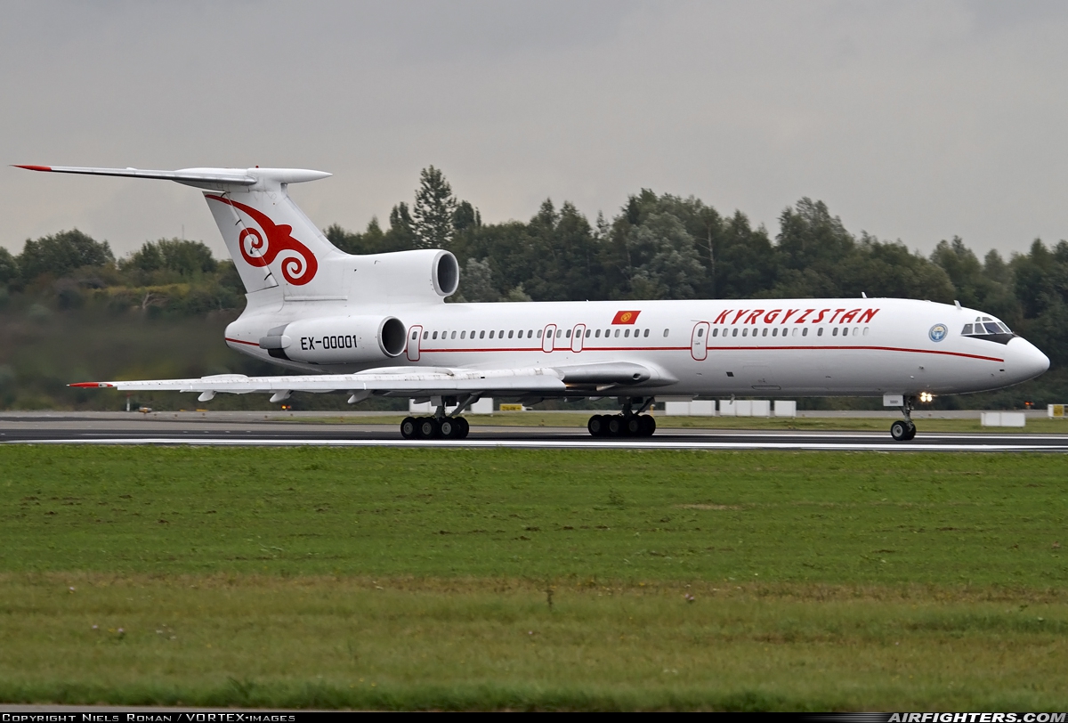 Kyrgyzstan - Government Tupolev Tu-154M EX-00001 at Brussels - National (Zaventem) / Melsbroek (BRU / EBBR / EBMB), Belgium
