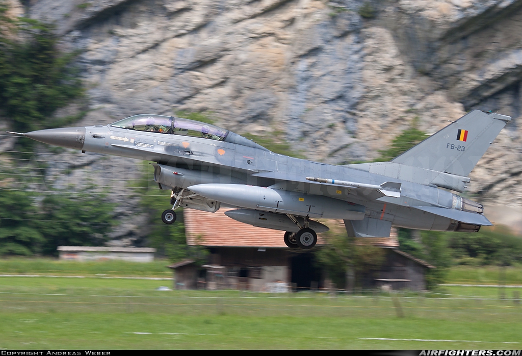 Belgium - Air Force General Dynamics F-16BM Fighting Falcon FB-23 at Meiringen (LSMM), Switzerland