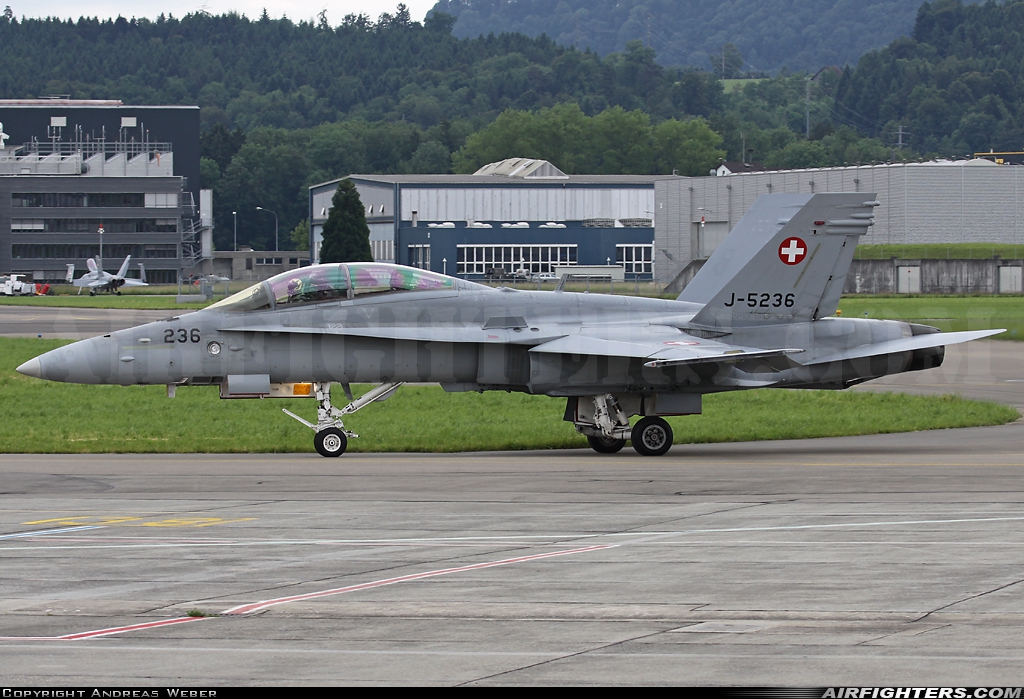 Switzerland - Air Force McDonnell Douglas F/A-18D Hornet J-5236 at Emmen (EML / LSME), Switzerland