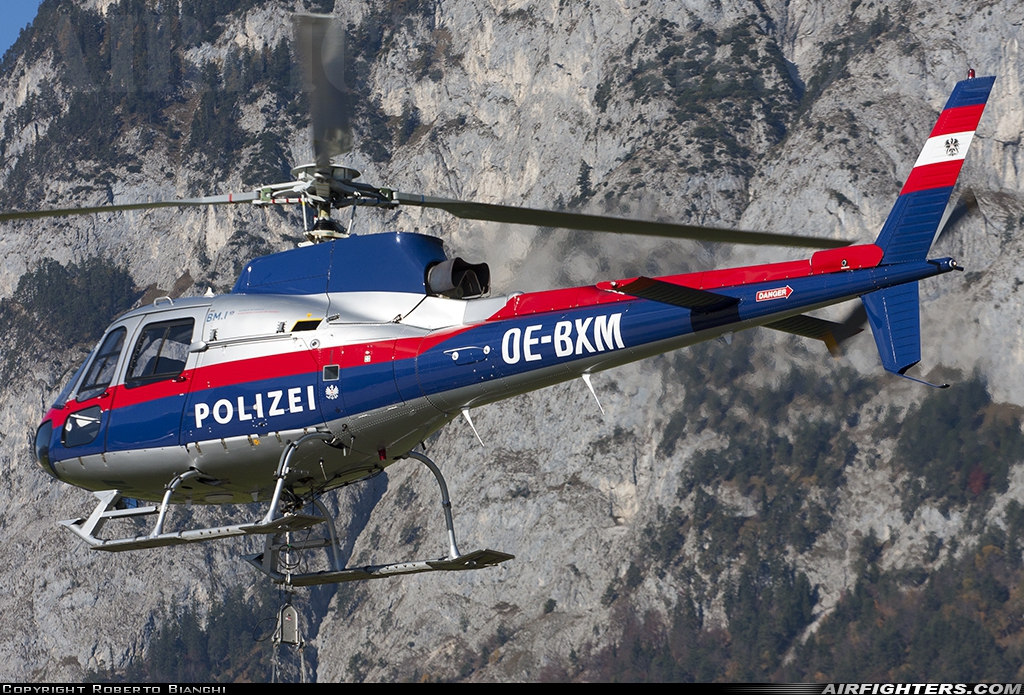 Austria - Police Aerospatiale AS-350B1 Ecureuil OE-BXM at Innsbruck - Kranebitten (INN / LOWI), Austria