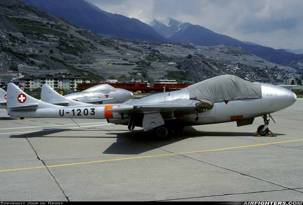 Switzerland - Air Force De Havilland DH-115 Vampire T.55 U-1203 at Sion (- Sitten) (SIR / LSGS / LSMS), Switzerland