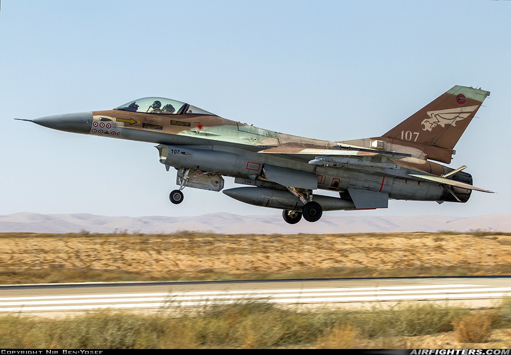 Israel - Air Force General Dynamics F-16A Fighting Falcon 107 at Nevatim (LLNV), Israel