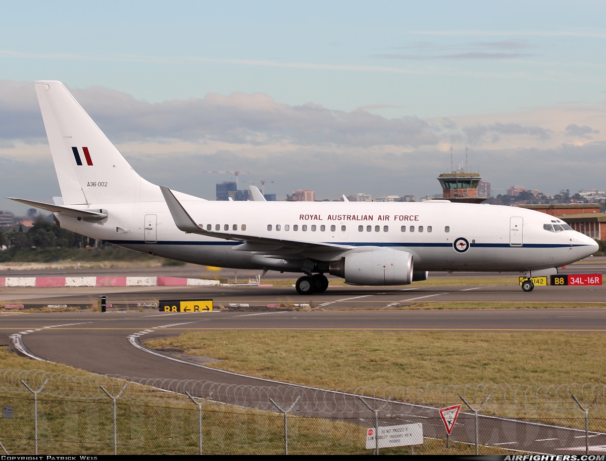 Australia - Air Force Boeing 737-7DF BBJ A36-002 at Sydney - Kingsford Smith Int. (Mascot) (SYD / YSSY), Australia