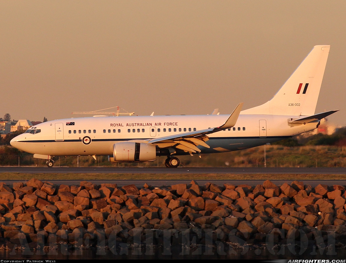 Australia - Air Force Boeing 737-7DF BBJ A36-002 at Sydney - Kingsford Smith Int. (Mascot) (SYD / YSSY), Australia