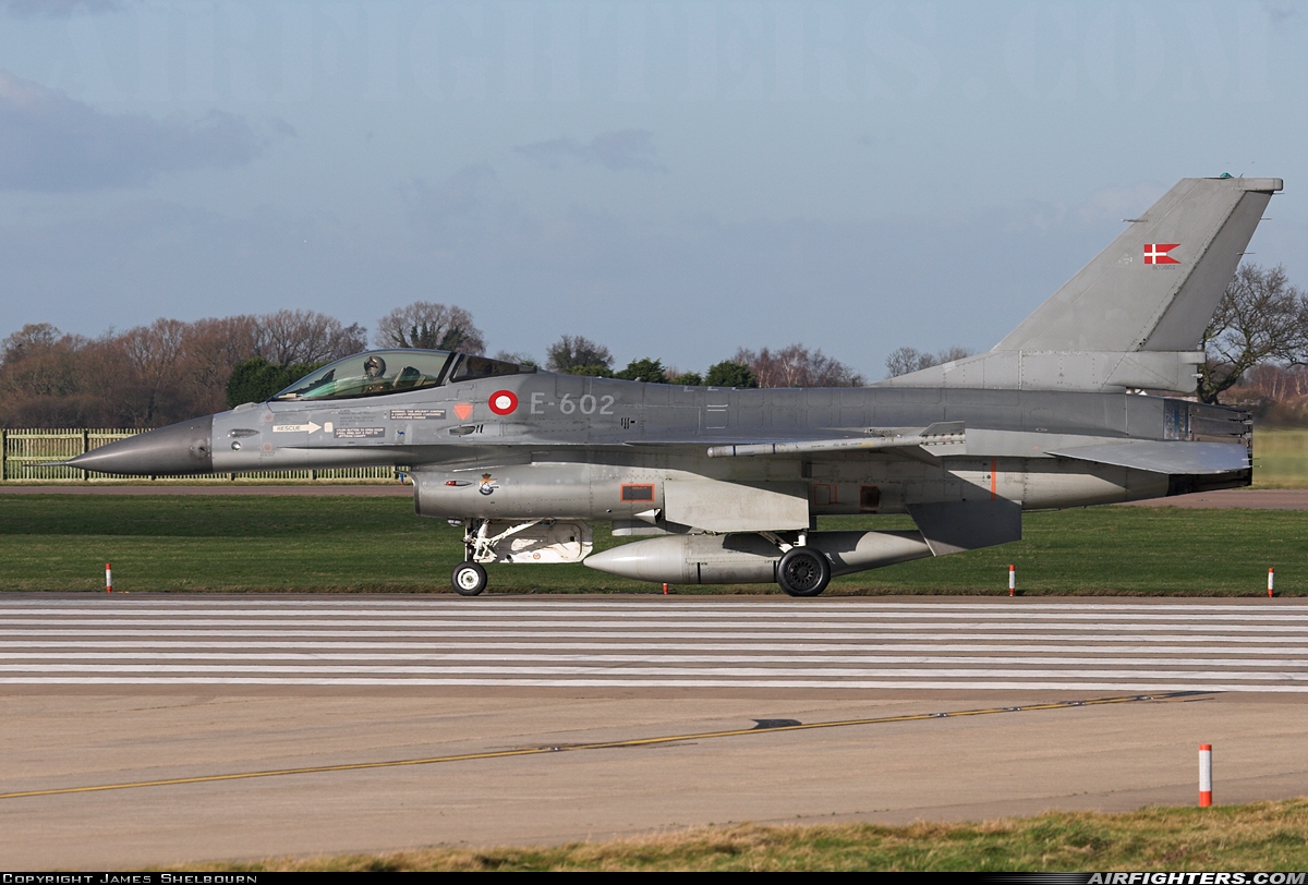 Denmark - Air Force General Dynamics F-16AM Fighting Falcon E-602 at Coningsby (EGXC), UK