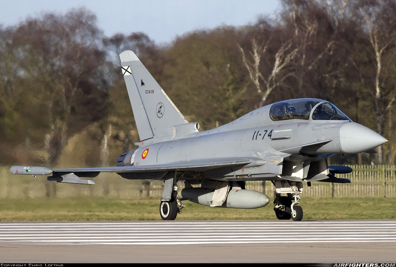 Spain - Air Force Eurofighter CE-16 Typhoon (EF-2000T) CE.16-05 at Coningsby (EGXC), UK