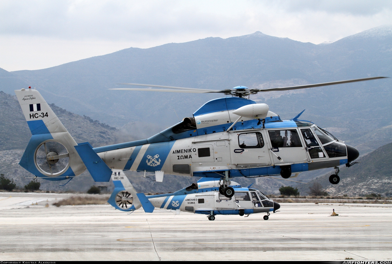 Greece - Coast Guard Aerospatiale SA-365N3 Dauphin 2 HC-34 at Kotroni (KRN / LGKN), Greece
