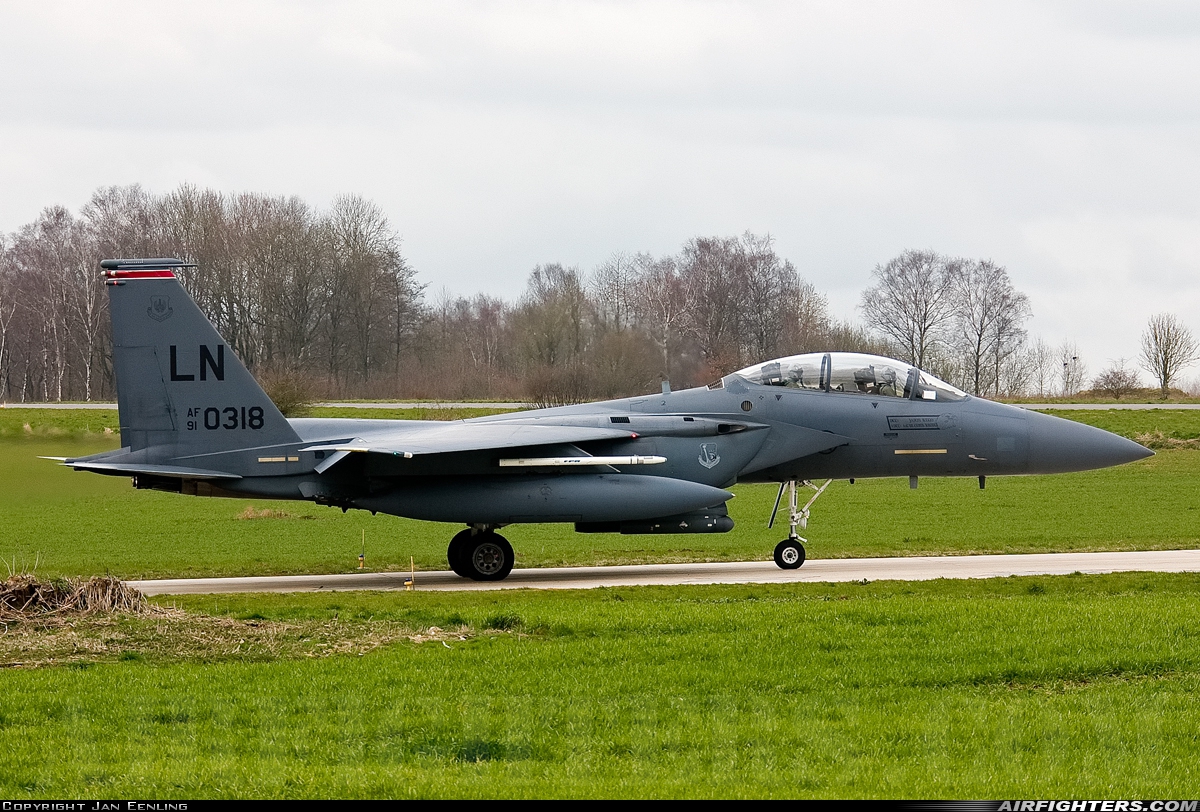 USA - Air Force McDonnell Douglas F-15E Strike Eagle 91-0318 at Florennes (EBFS), Belgium