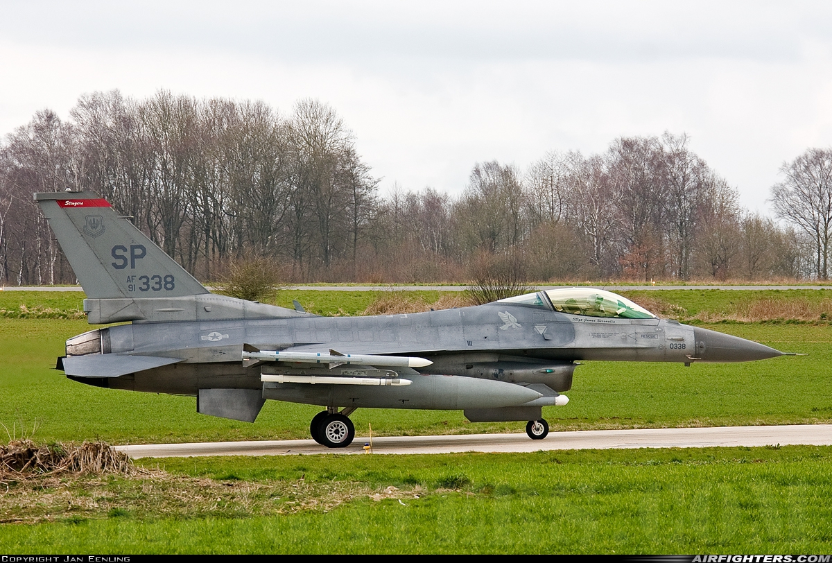 USA - Air Force General Dynamics F-16C Fighting Falcon 91-0338 at Florennes (EBFS), Belgium