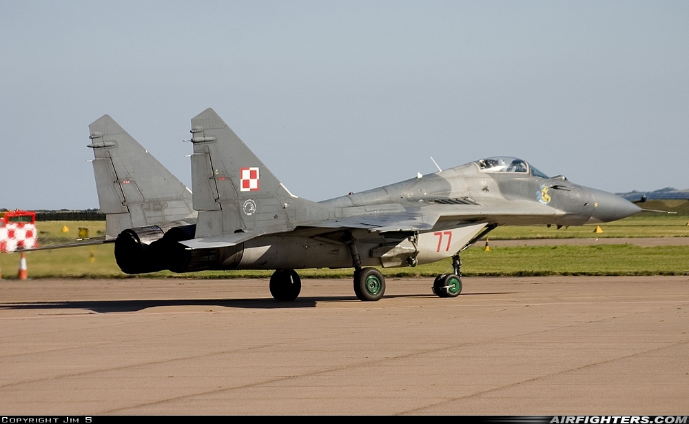 Poland - Air Force Mikoyan-Gurevich MiG-29A (9.12A) 77 RED at Leuchars (St. Andrews) (ADX / EGQL), UK