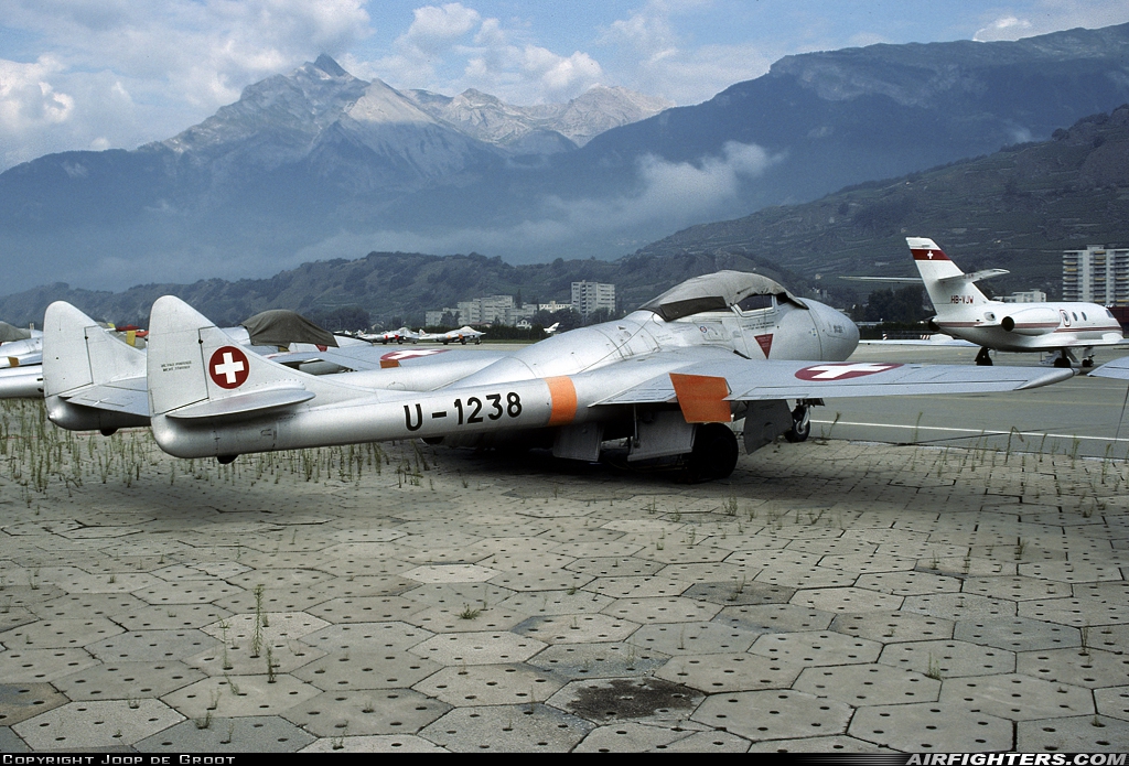 Switzerland - Air Force De Havilland DH-115 Vampire T.55 U-1238 at Sion (- Sitten) (SIR / LSGS / LSMS), Switzerland